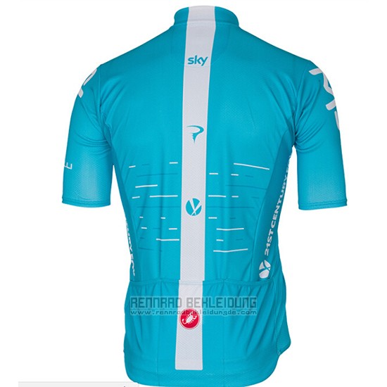 2017 Fahrradbekleidung Sky Azurblau Trikot Kurzarm und Tragerhose